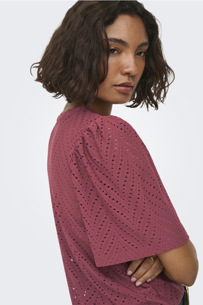 Jacqueline de Yong bordeaux dames t-shirt | Close up