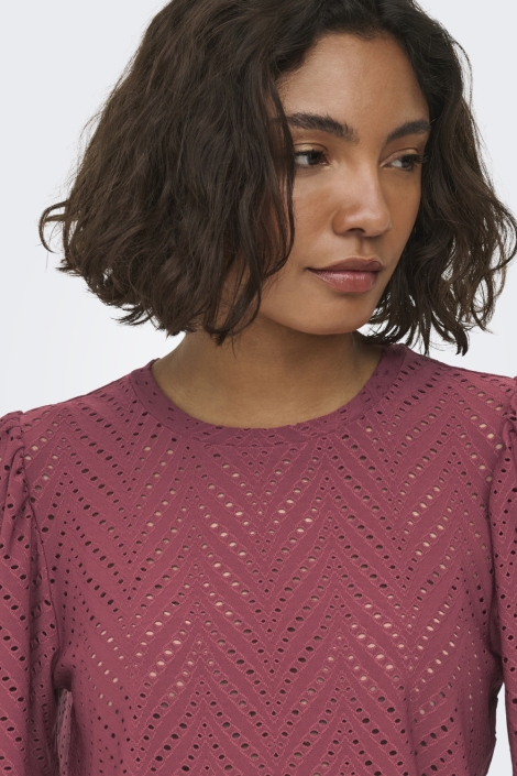 Jacqueline de Yong bordeaux dames t-shirt | Kleurstaal