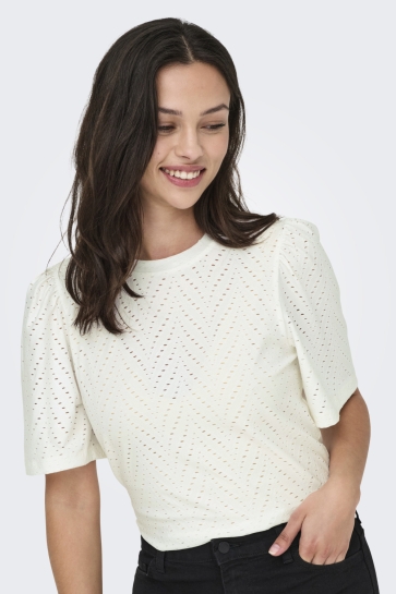 Jacqueline de Yong T-shirt JDYCARLA CATHINKA S/S TOP JRS NOOS 15351919 CLOUD DANCER