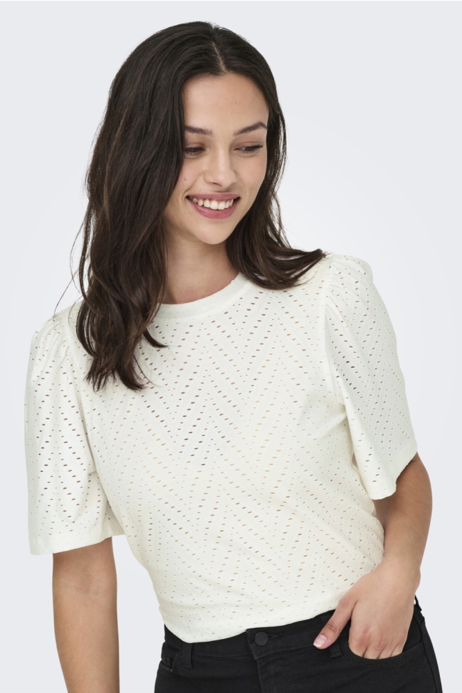 Jacqueline de Yong witte dames t-shirt | Model vooraanzicht