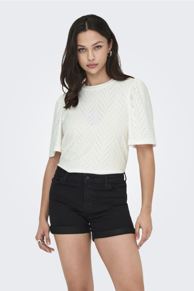 Jacqueline de Yong witte dames t-shirt | Model vooraanzicht