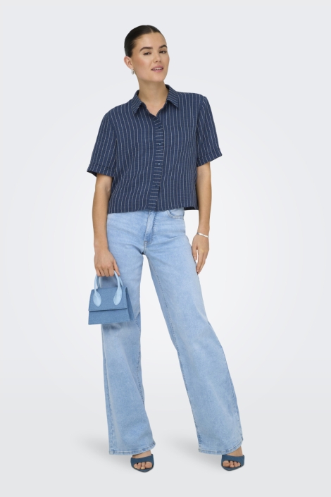 Jacqueline de Yong blauwe dames blouse | Model