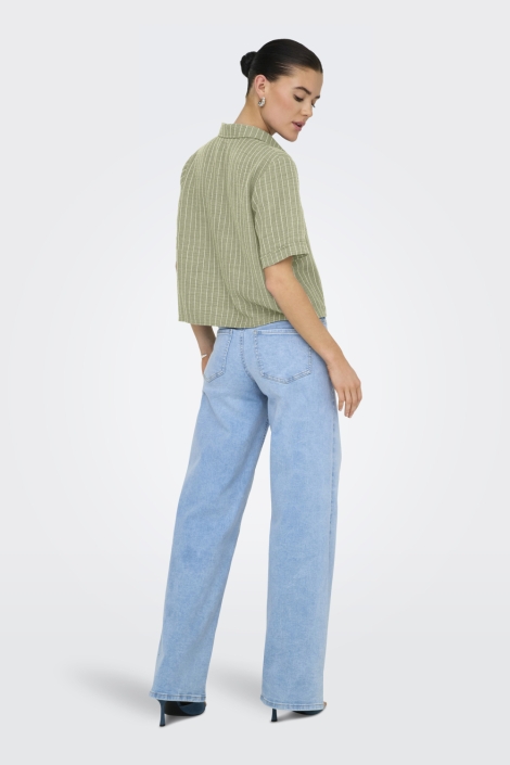 Jacqueline de Yong groene dames blouse | Model achteraanzicht