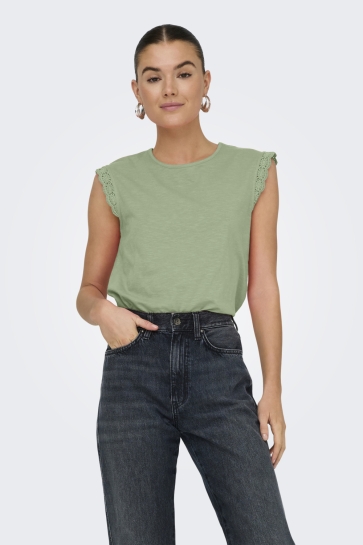 Jacqueline de Yong Top JDYSALVA LIFE S/L CROCHET TOP JRS N 15318217 GRANITE GREEN