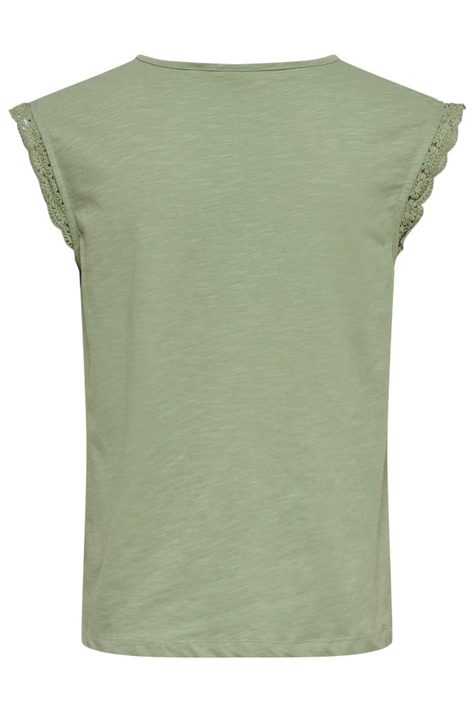 Jacqueline de Yong groene dames t-shirt | Achteraanzicht