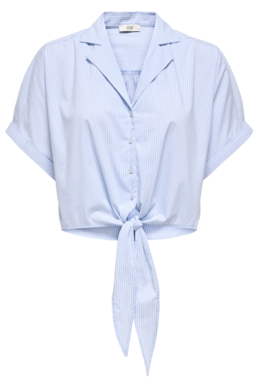 Jacqueline de Yong jdymio s/s knot shirt wvn dia Blauw