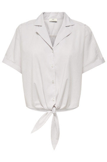 Jacqueline de Yong Blouse JDYMIO S/S KNOT SHIRT WVN DIA 15367065 CHATEAU GRAY/SMALL WHITE STRIPES