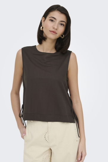 Jacqueline de Yong Top JDYLESLIE S/L BOW TOP JRS NOOS 15374333 Chocolate Brown