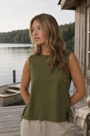Jacqueline de Yong Top JDYLESLIE S/L BOW TOP JRS NOOS 15374333 Peat Moss