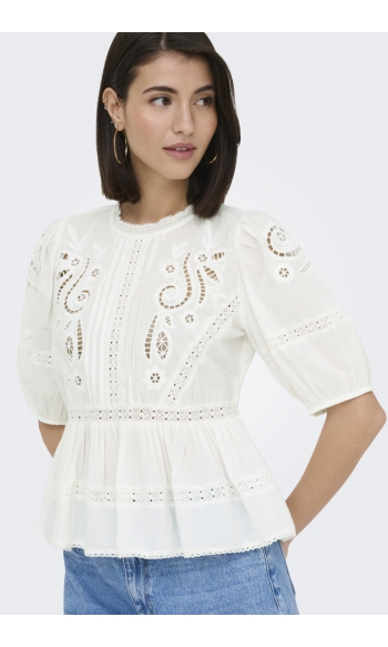 JDYSTARRY 2/4 LACE TOP WVN 15375820 White