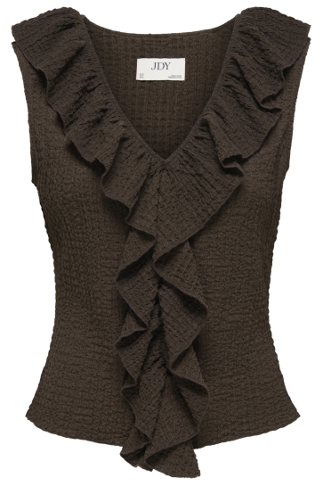 Jacqueline de Yong Top JDYTURBO S/L FRILL TOP JRS 15374314 CHOCOLATE BROWN