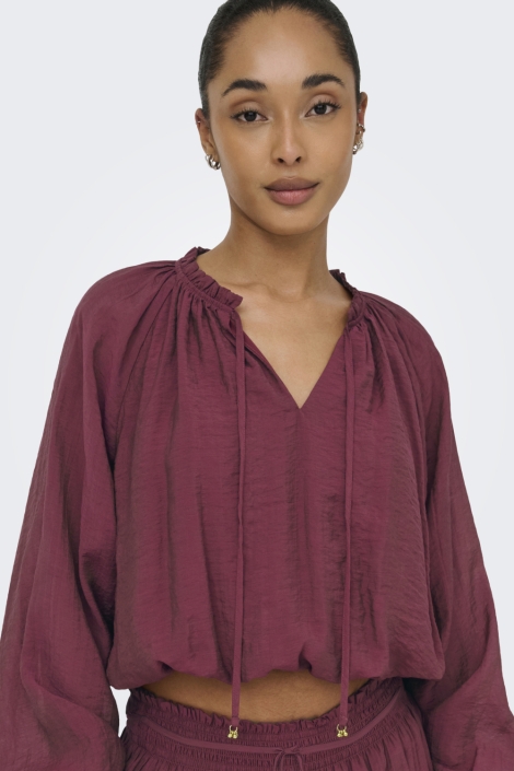 Jacqueline de Yong bordeaux dames blouse | Close up