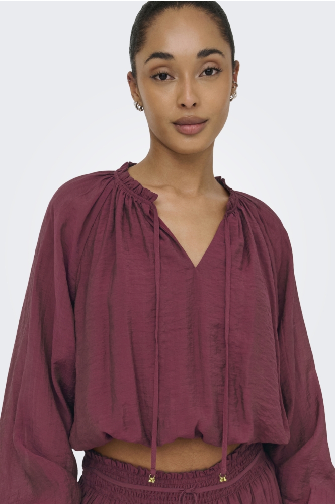 Jacqueline de Yong bordeaux dames blouse | Close up