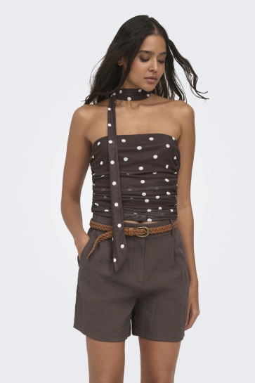 Jacqueline de Yong Top JDYELSA MESH TUBE TOP JRS 15381994 COFFEE BEAN/ CD DOTS