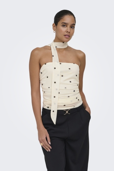 Jacqueline de Yong jdyelsa mesh tube top jrs Beige