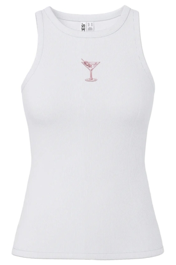 Pieces Top PCMAY EMBROIDERY BOXER TANK TOP JRS 17159759 Bright White/ Drinks emb