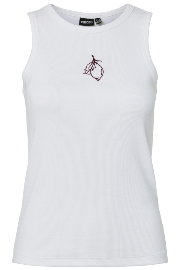 Pieces Top PCMAY EMBROIDERY BOXER TANK TOP JRS 17159759 Bright White/Lemon embr