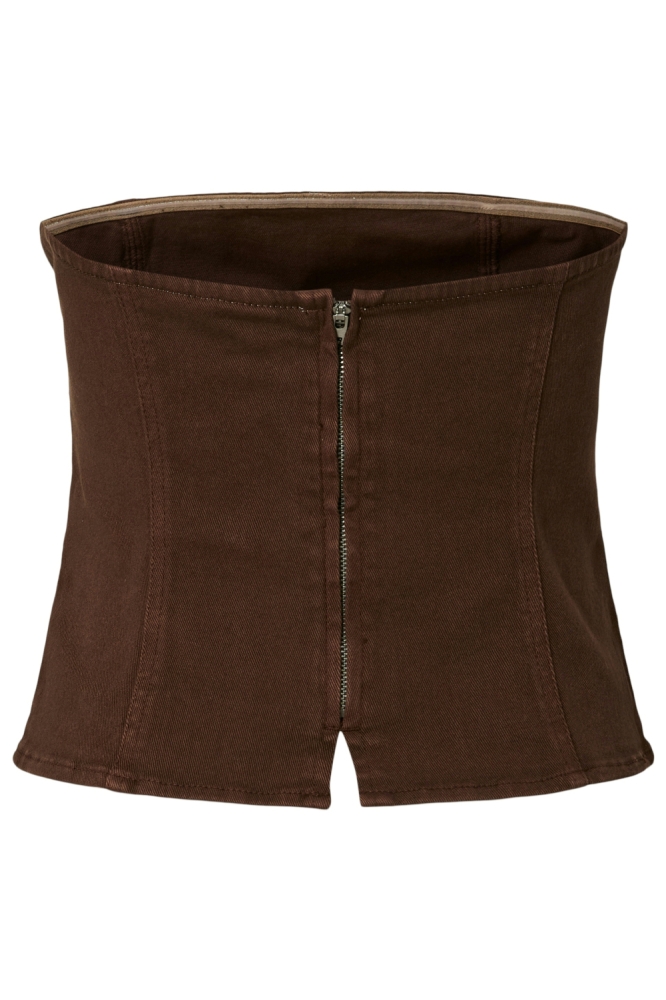 Pieces bruine dames top | Achteraanzicht