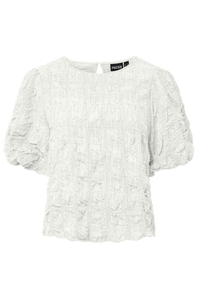 Pieces witte dames t-shirt | Vooraanzicht