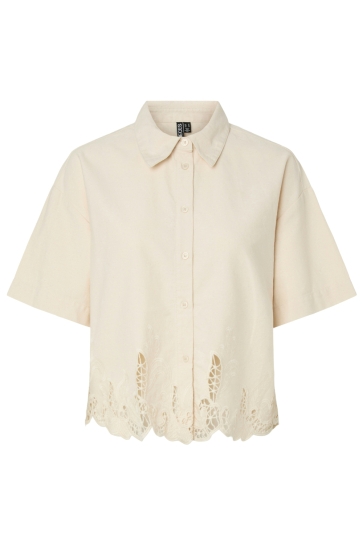 Pieces Blouse PCPIPER SS DENIM SHIRT 17165440 Ecru