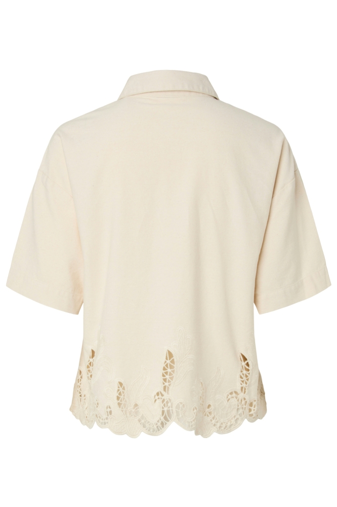 Pieces ecru dames blouse | Achteraanzicht