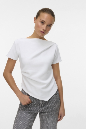 Vero Moda T-shirt VMMILLE SS BOATNECK SHORT TOP JRS N 10343831 BRIGHT WHITE