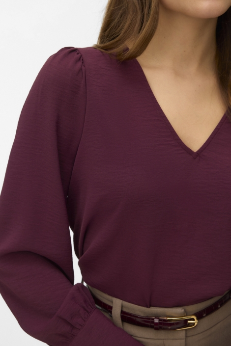 Vero Moda bordeaux dames t-shirt | Close up