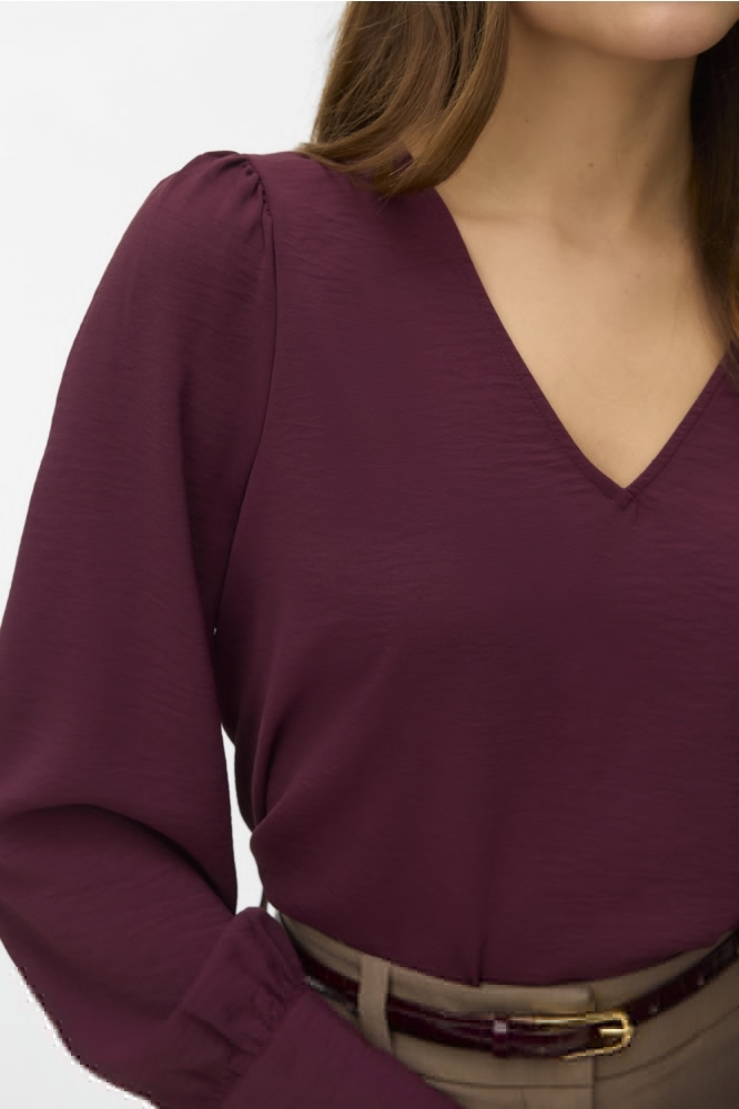 Vero Moda bordeaux dames t-shirt | Close up