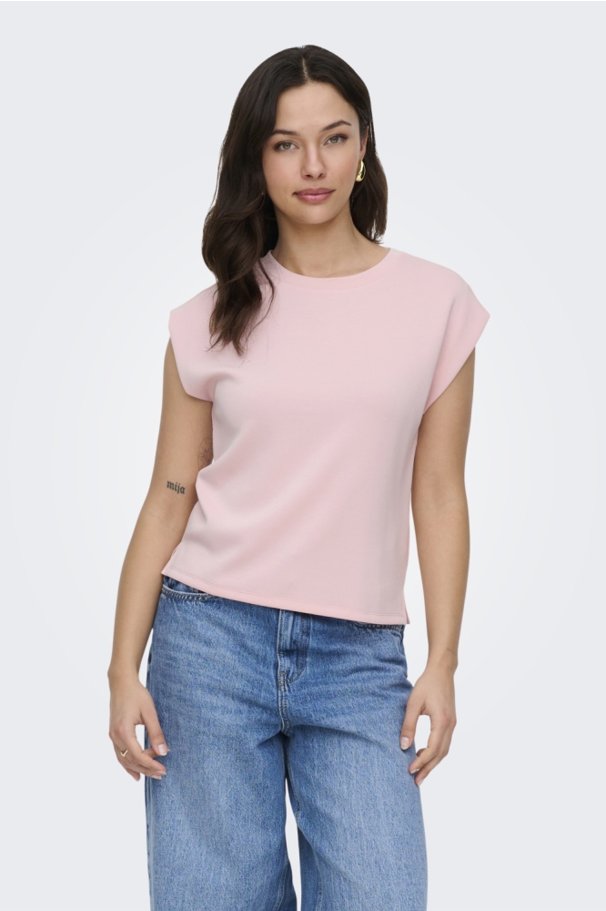 Only roze dames t-shirt | Model vooraanzicht
