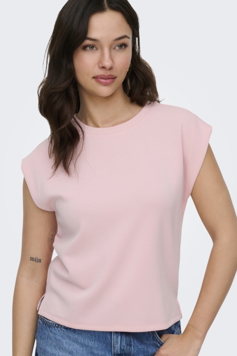 Only roze dames t-shirt | Model vooraanzicht