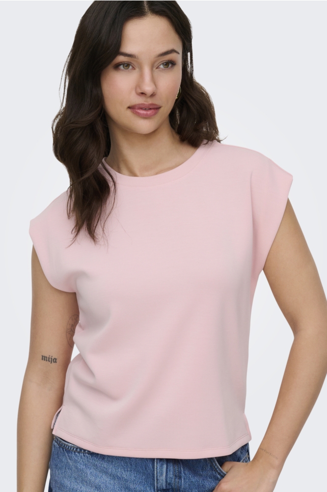Only roze dames t-shirt | Model vooraanzicht