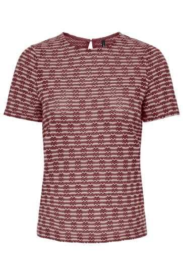 Only T-shirt ONLTOVE S/S O-NECK TOP JRS 15375774 BRICK RED/BIRCH(TOVE)