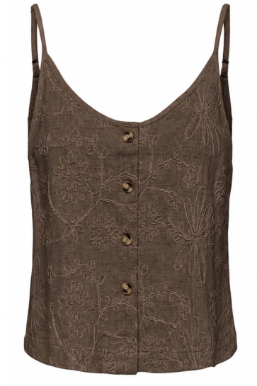 Only onlsiesta linen bl emb singlet pnt Bruin