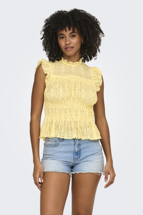 Only gele dames top | Model vooraanzicht