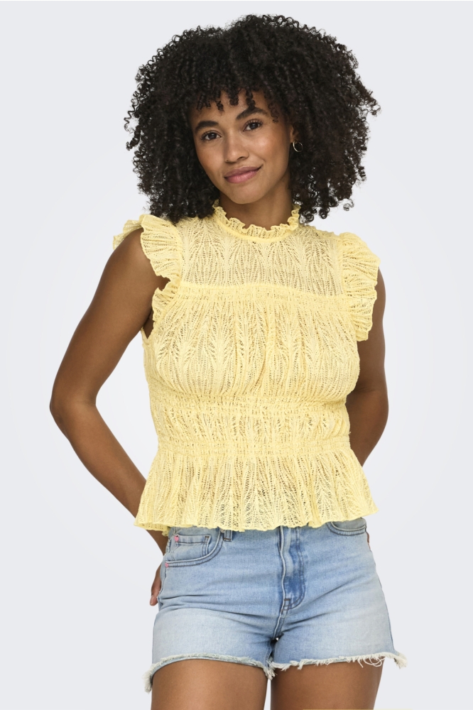 Only gele dames top | Model vooraanzicht