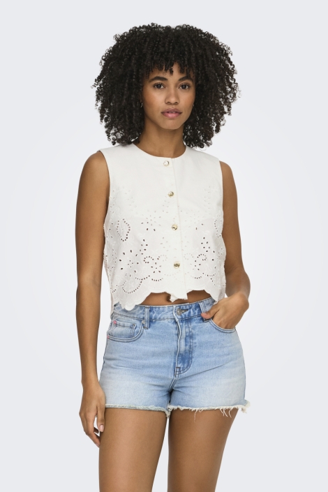 Only witte dames top | Model vooraanzicht
