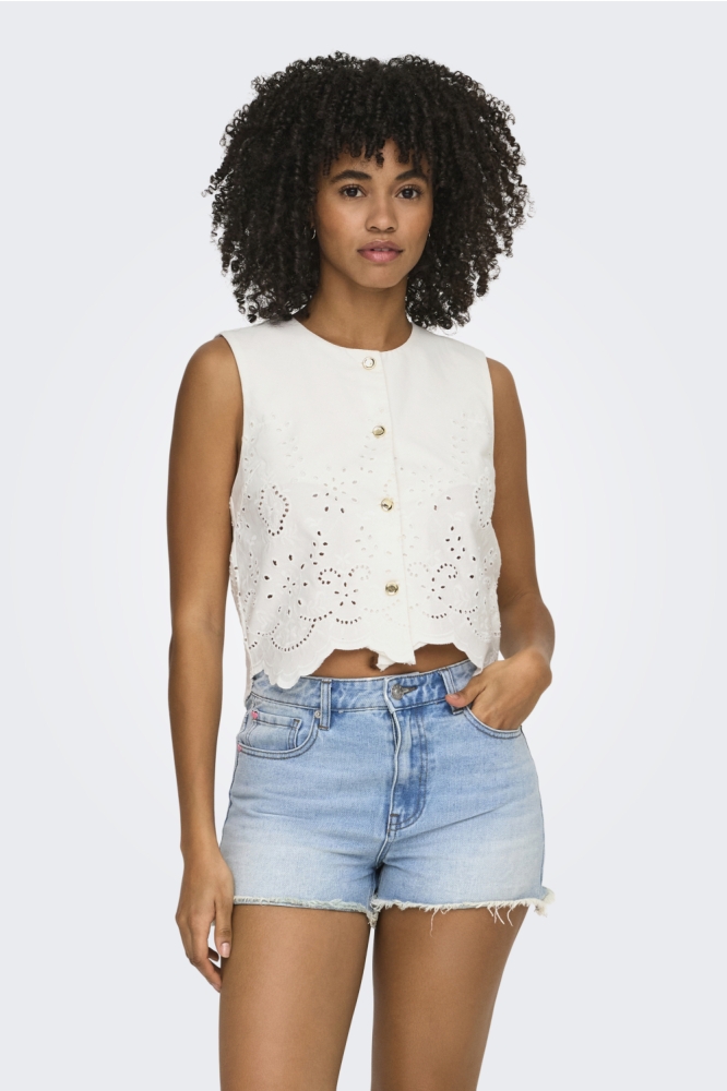 Only witte dames top | Model vooraanzicht