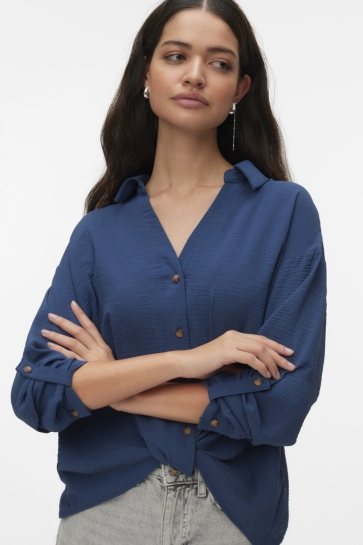 Vero Moda vmizzy ls detail shirt wvn btq ga Blauw