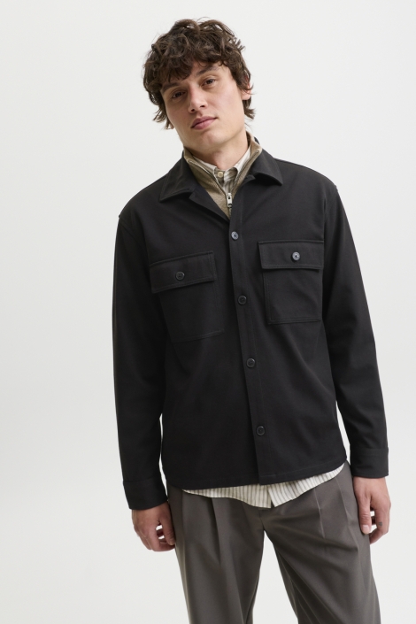 Jack & Jones zwarte heren overhemd | Model vooraanzicht