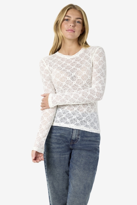 Noisy may beige dames top | Model vooraanzicht