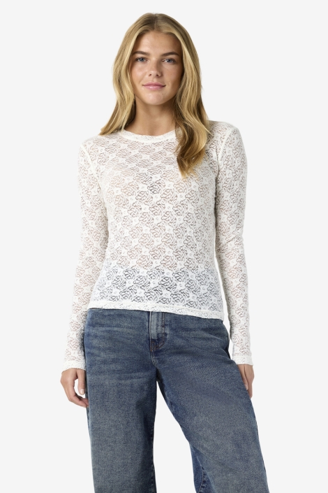 Noisy may beige dames top | Model vooraanzicht