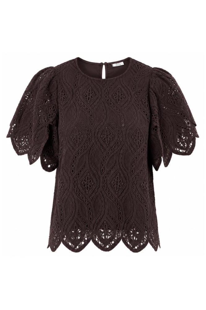 Jacqueline de Yong bruine dames t-shirt | Vooraanzicht