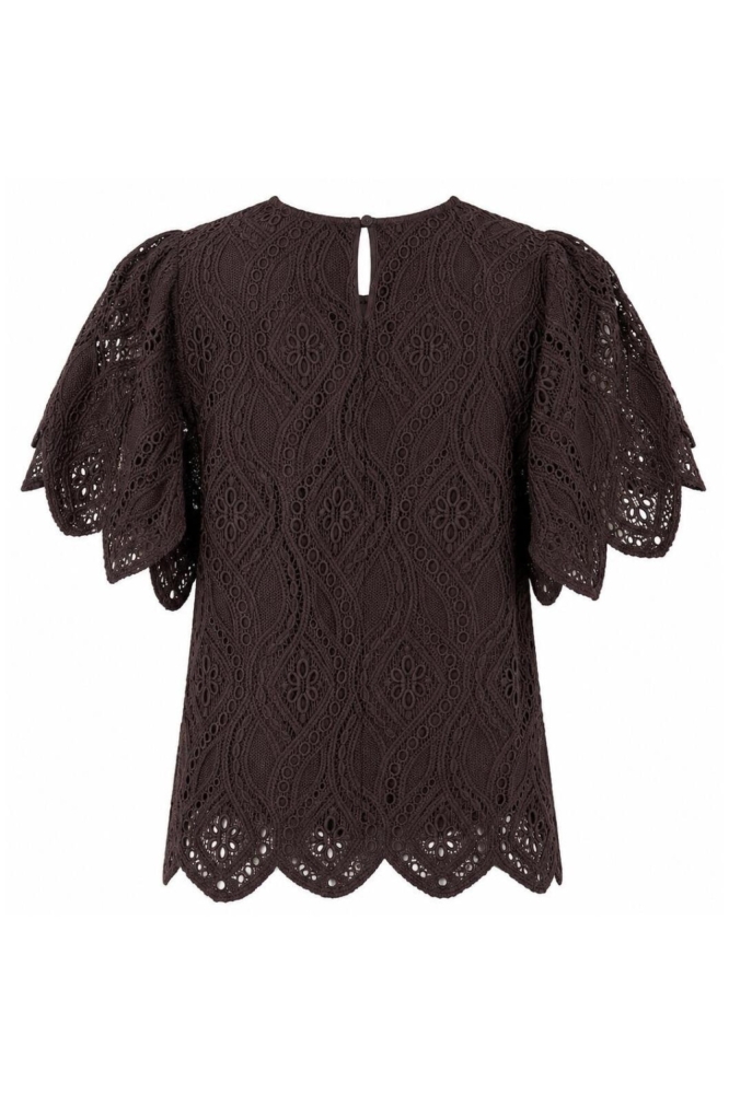 Jacqueline de Yong bruine dames t-shirt | Achteraanzicht