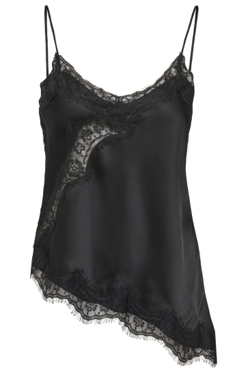 Jacqueline de Yong jdyfifi s/l asym lace singlet wvn n Zwart