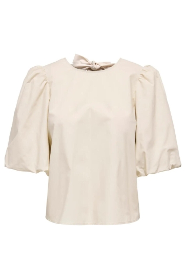 Jacqueline de Yong T-shirt JDYMONILA 2/4 TENCEL BOW TOP WVN 15378201 SANDSELL