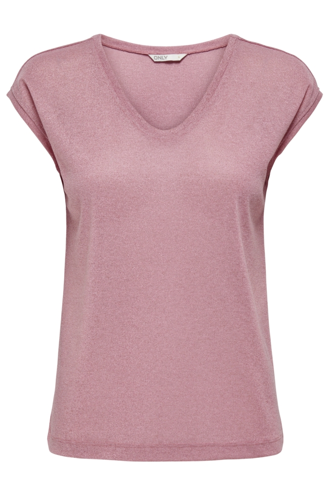 Only roze dames t-shirt | Vooraanzicht