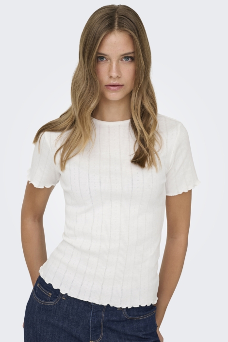 Only witte dames t-shirt | Model vooraanzicht