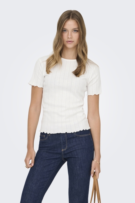 Only witte dames t-shirt | Model vooraanzicht