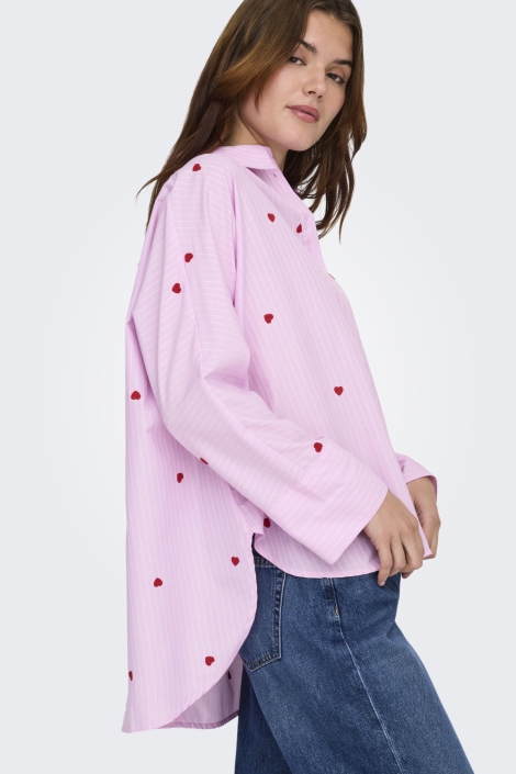 Only roze dames blouse | Model zijaanzicht