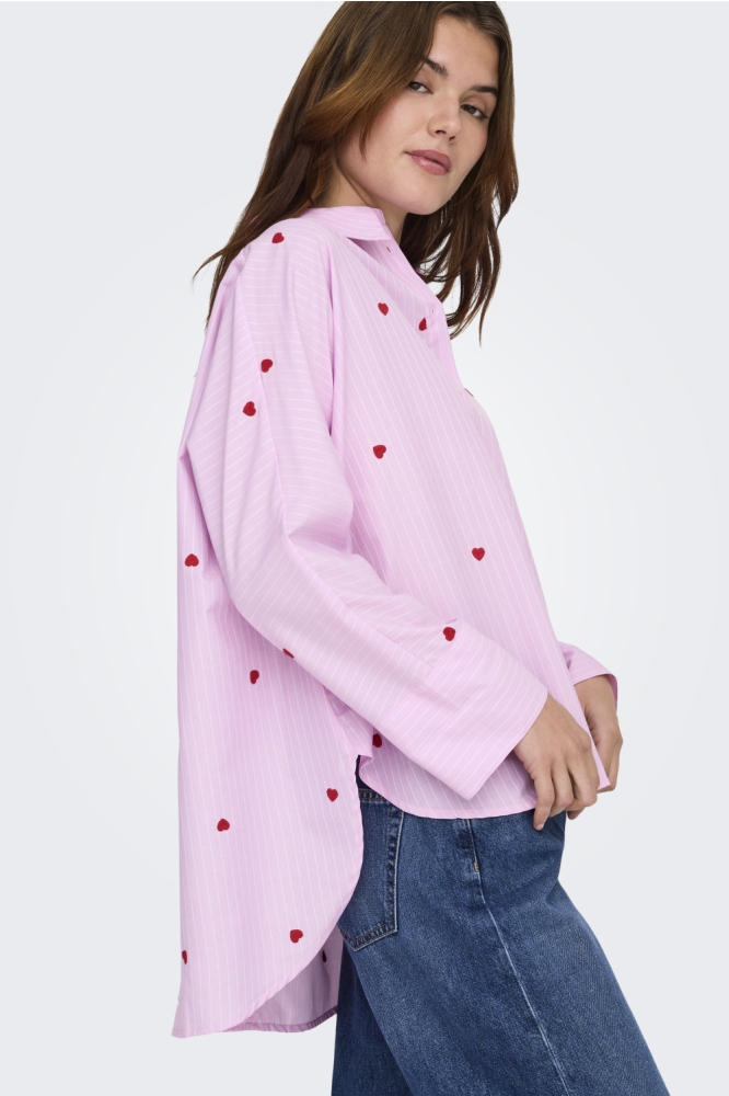 Only roze dames blouse | Model zijaanzicht